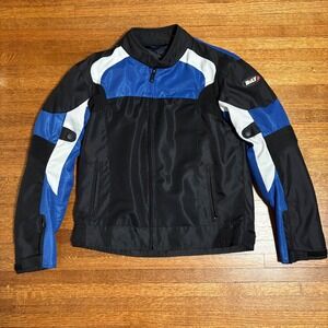 Bilt Motorcycle Jacket Mesh Black‎ Blue White Men Size M Riding Gear with pads